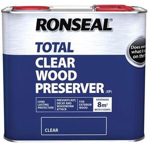 Ronseal Trade Total Wood Preserver Clear 2.5 Litre - 38584 - Protects and Preserves Wood