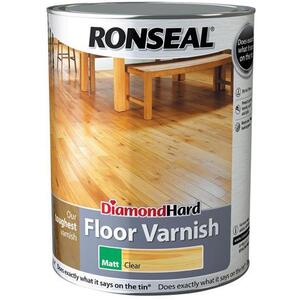 Ronseal Diamond Hard Floor Varnish Matt 5 Litre - Quick Drying, 18mÂ² Coverage