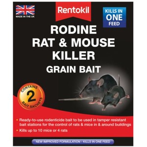 Rentokil Rodine Rat & Mouse Killer Grain Bait 2 Sachets