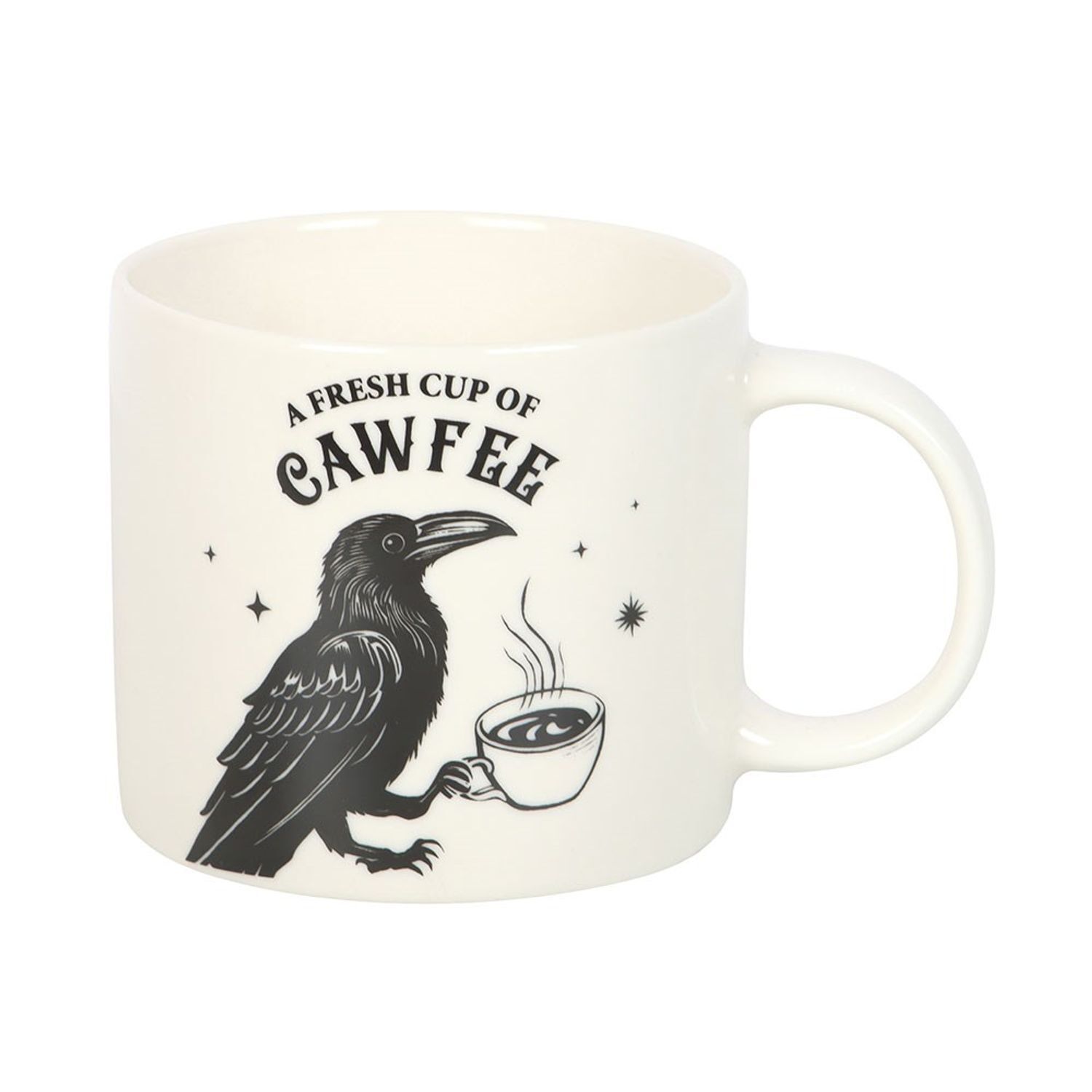 Something Different Fresh Cup Of Cawfee Raven 500Ml Mug - White