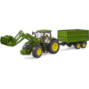 Bruder John Deere 7R 350 frontloader and tandemaxle tipping trailer Construction Loader Model