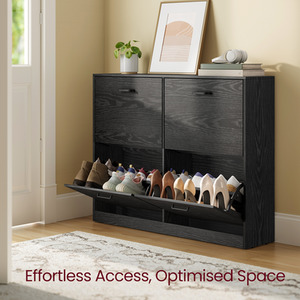 VASAGLE Shoe Storage Cabinet With 4 Flip Drawers