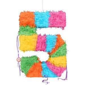 Pinatas Number 5 Cardboard Pinata - W35cm x D7.5cm x H50cm - Multi