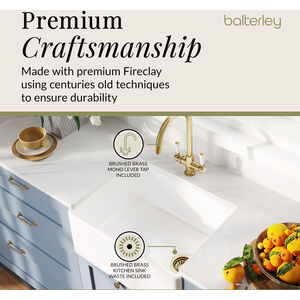 Traditional Fireclay Kitchen Bundle 1 Bowl Belfast Butler Sink with Strainer