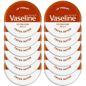 Vaseline Lip Therapy Cocoa Butter Petroleum Jelly Lip Balm 20g - Pack of 12