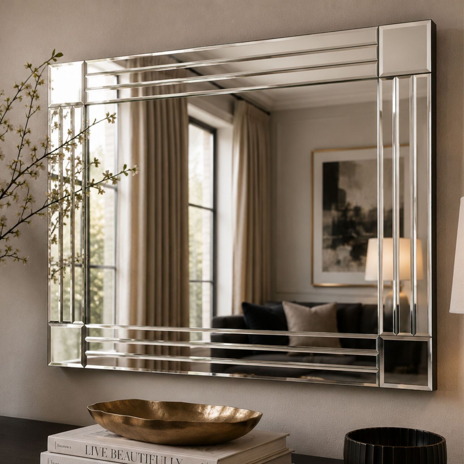 Image of Triple Edge Mirror Bevelled - Black&hellip;