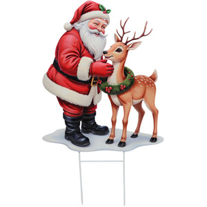 Santa and Reindeer Stake