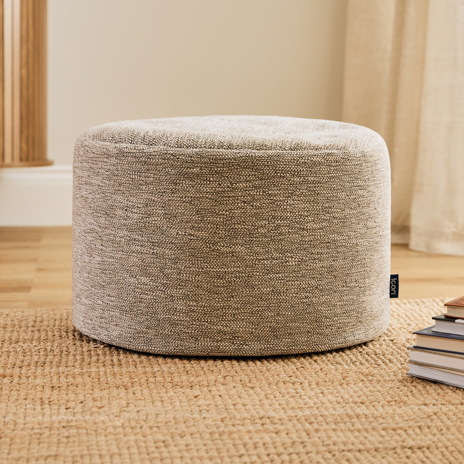 Icon Woven Milano Round Footstool Bean Bag, Natural - Natural
