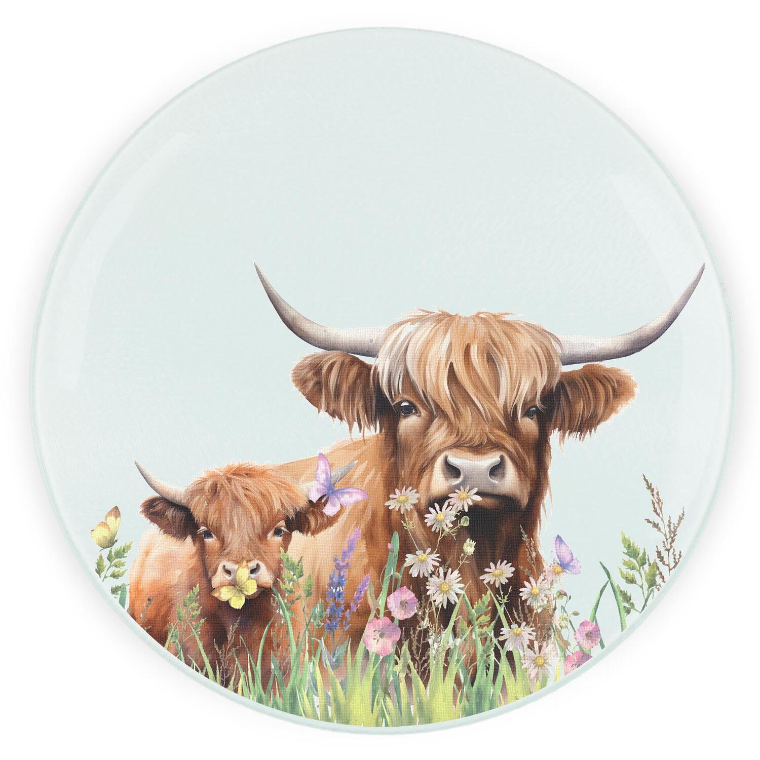 Image of Highland Cow & Calf Round Worktop&hellip;