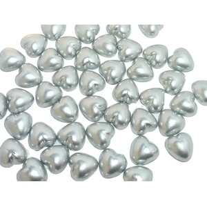 Pack of 50 Flat Backed Silver Pearl Heart Shape Beads