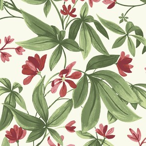 Morgan Hand painted Leaves Flowers Textured Wallpaper