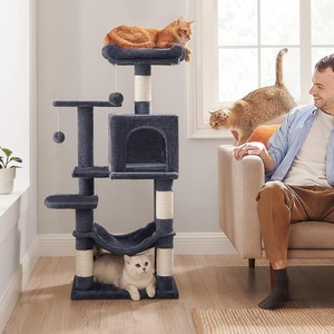 Feandrea Multi-Level Plush Cat tree with Scratching Posts, Perches, Hammock
