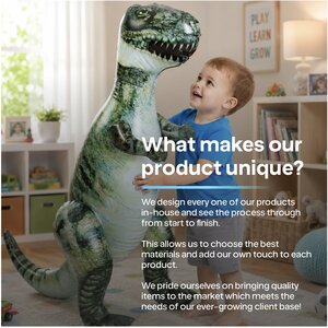 Adult Inflatable T-Rex Dinosaur Party Prop 3ft Green Decoration