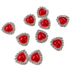 Pack of 10 Luxury Pearl And Diamante Heart Embellishments with Grade A Rhinestones