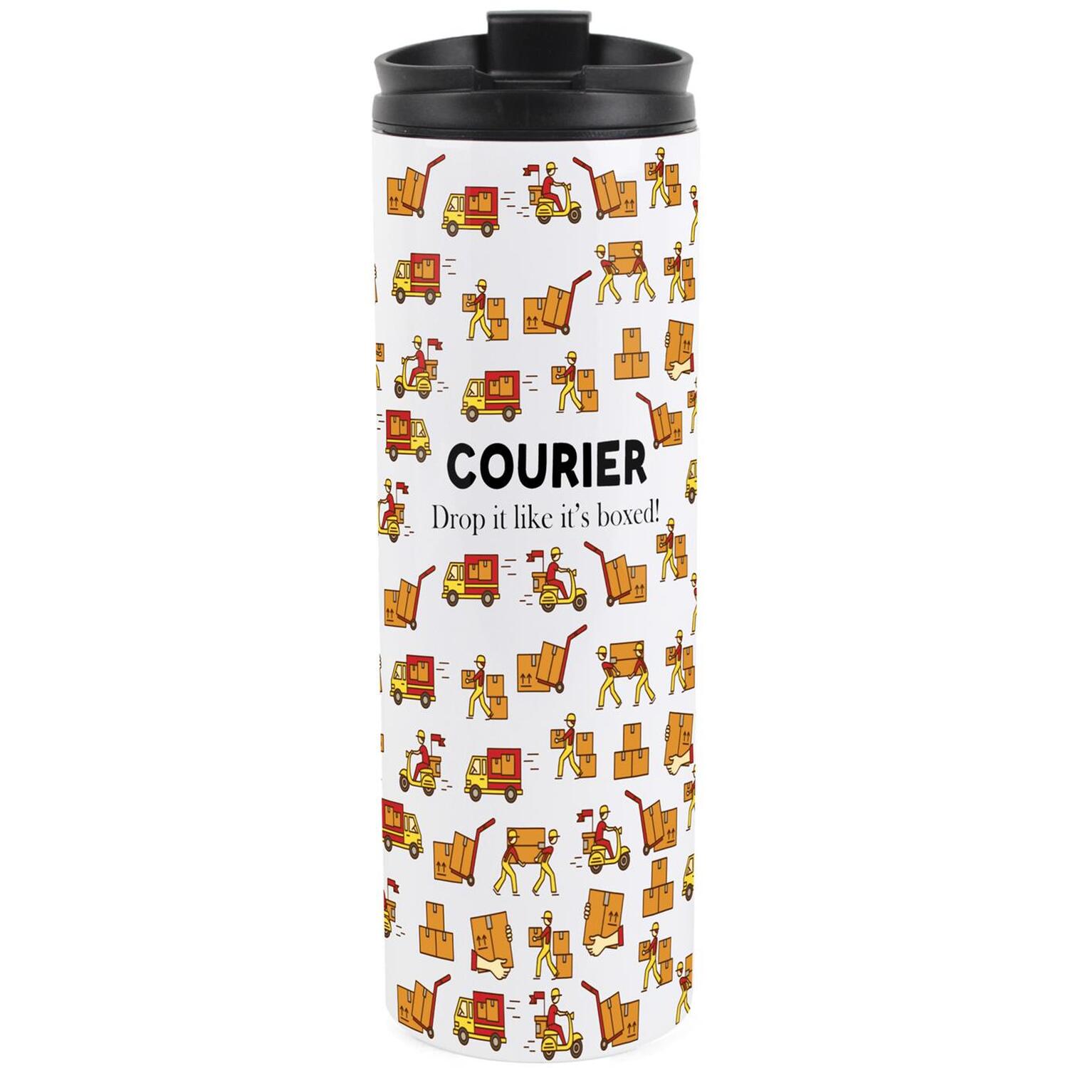 Courier Travel Mug - Novelty Gift for Delivery Drivers - Stainless Steel Flask - Image 2