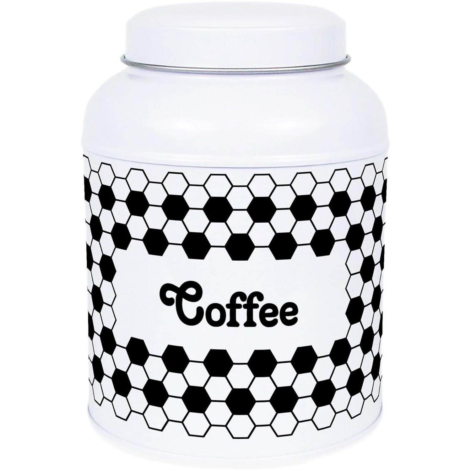 B&Q -  Hexagon Tiles Coffee CanisterSmall Domed Lid Kitchen Storage Tin - Image 3