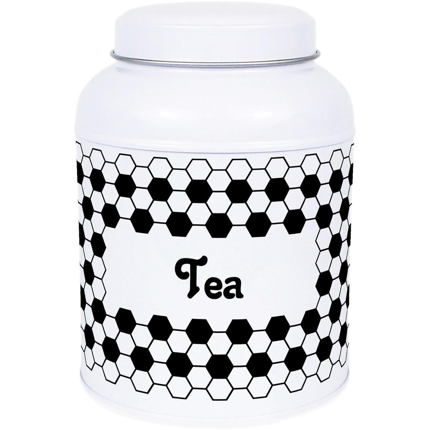 Purely Home Hexagon Tiles Tea Canister - Small Domed Lid Kitchen Storage Tin - Tea