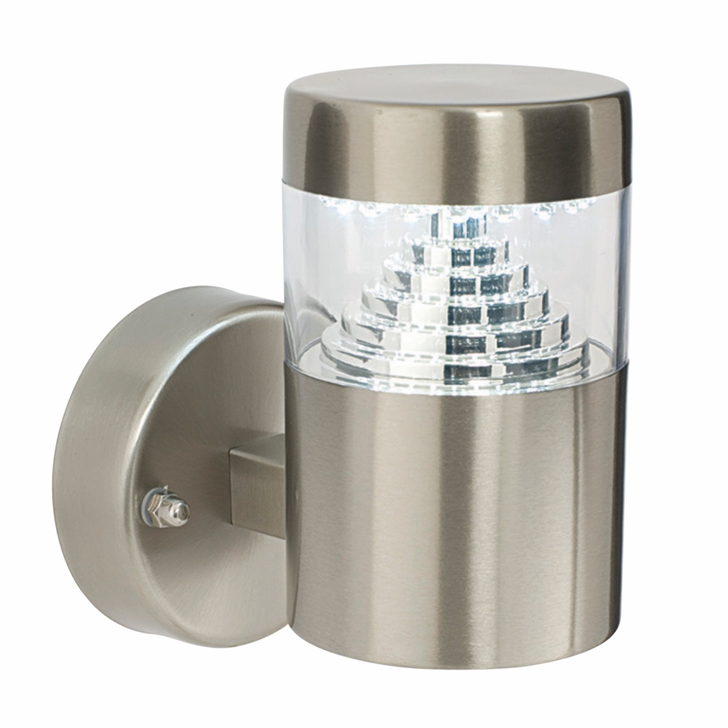 First Choice Lighting Pyramid Outdoor Wall Light - Stainless Steel & Clear