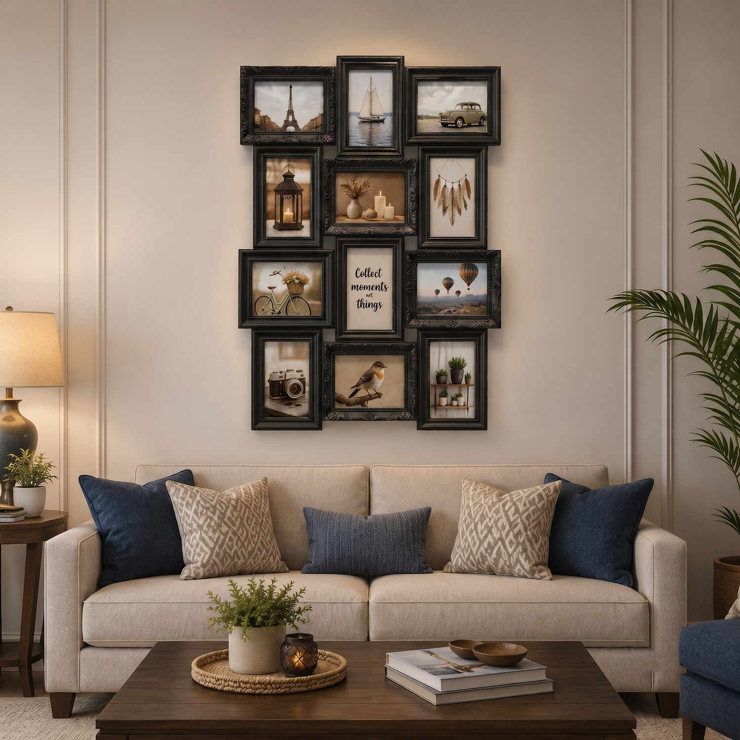 12 Multi-Photo Ornate Frame Black 58x45Cm - Blacky