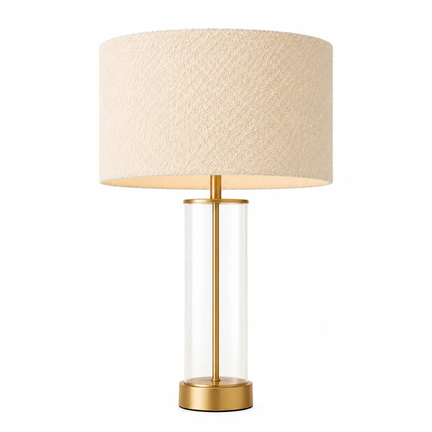 Valuelights Balan Cream Boucle Shade Gold Trim Table Lamp / Yes - Cream / No