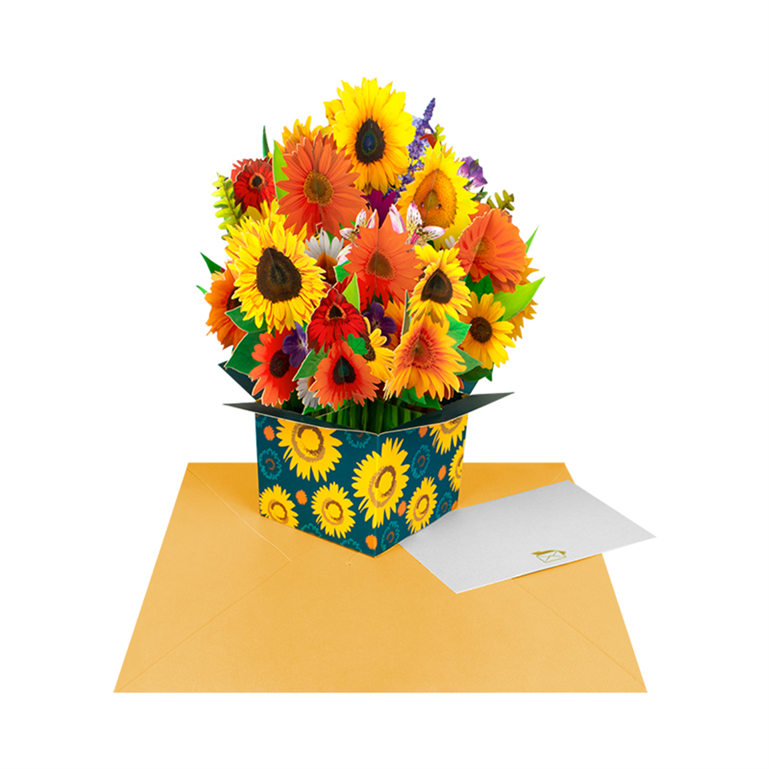 Brightfeel Bloom Box Sunflower Radiance 3D Pop Up Greeting Card - White