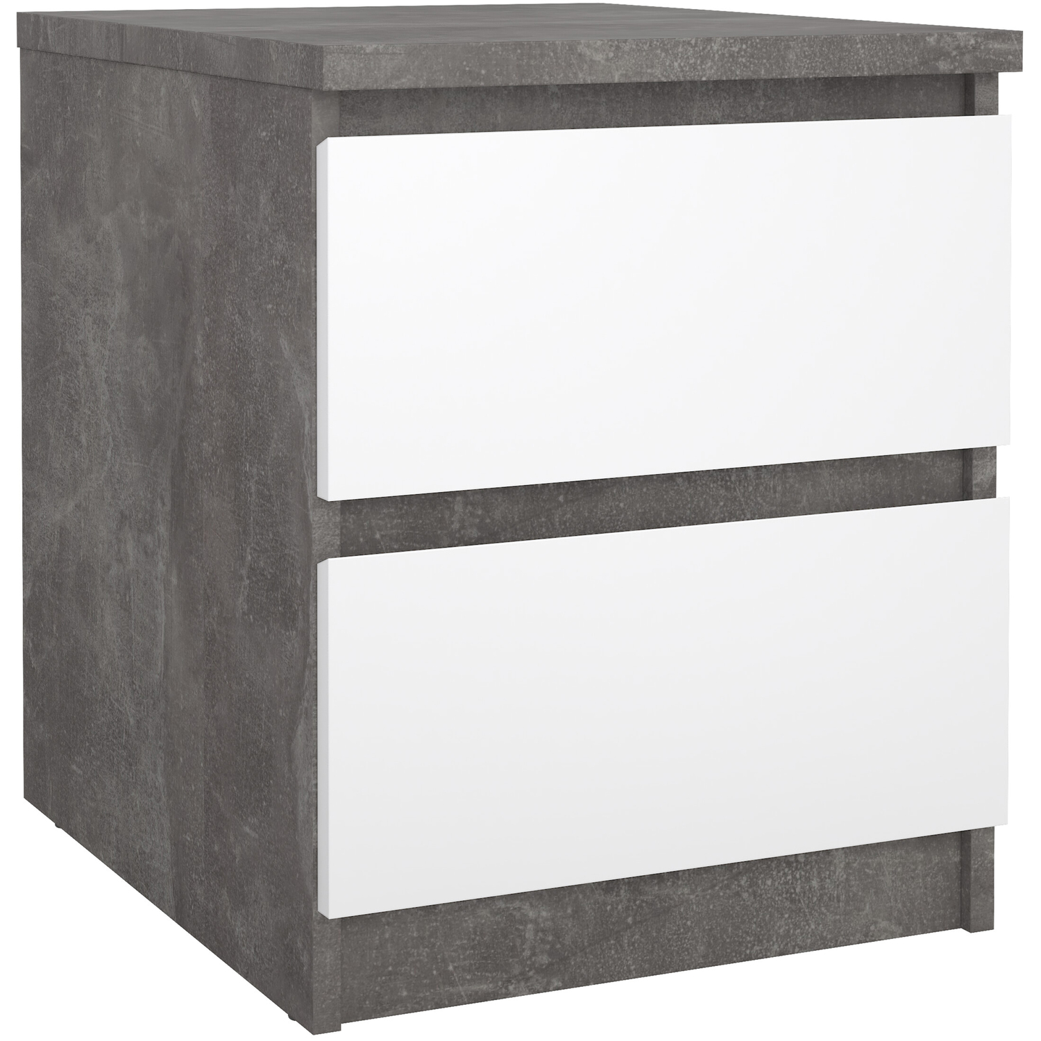 B&Q -  Naia Bedside 2 Drawers In Concrete/white High Gloss (W) 40.4 X  (H) 49.5 X (D) 50Cm - Image 5