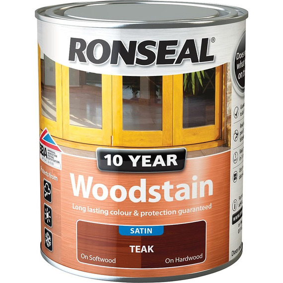 Ronseal 10 Year Woodstain Teak 750ml.