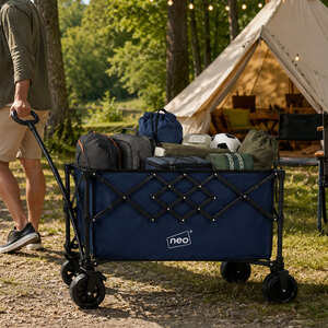 NEO DIRECT Neo Heavy Duty Folding Wagon Cart 300L Collapsible Trolley Adjustable Handle