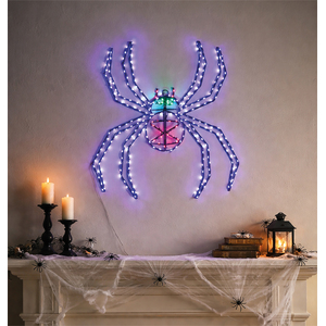 Micro LED Metal 2D Silhouette Spider Outdoor Decoration with Timer