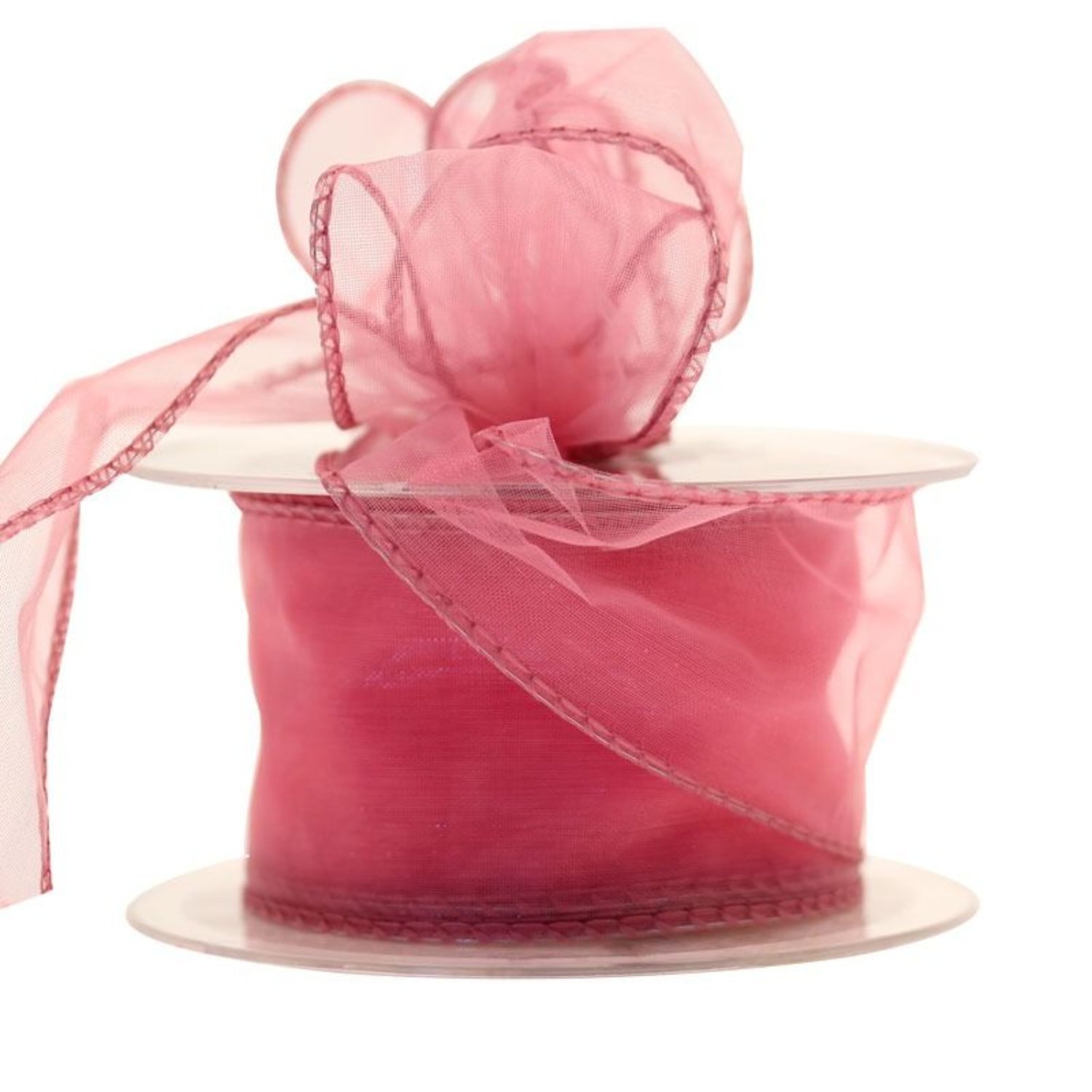  - Rose Wi Chiffon Ribbon 50mm 2 PackRed Wired Organza - Image 3