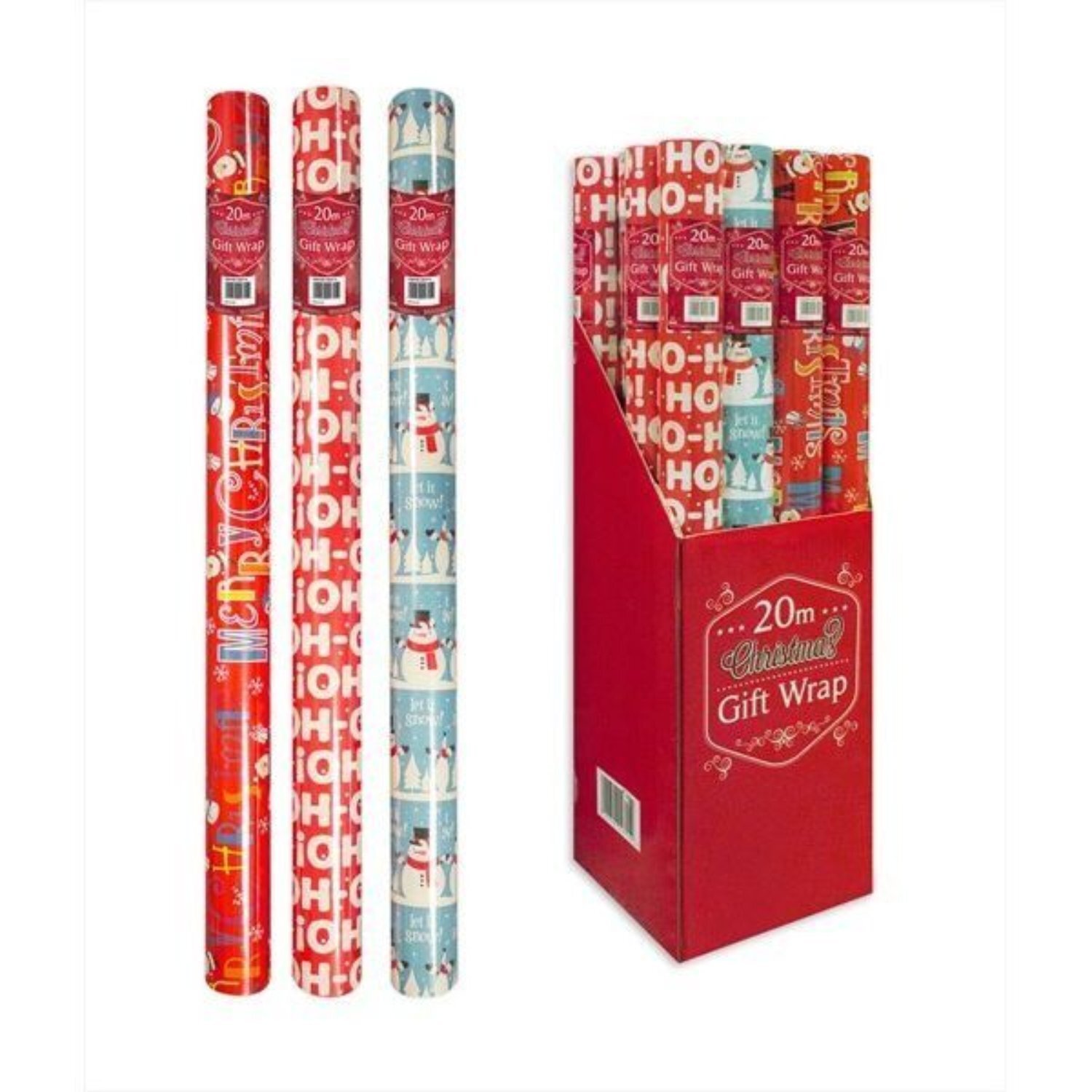 Kdmd Unisex Multicolor 20 Metre Christmas Wrapping Paper 3 Designs 2 Pack - Image 2
