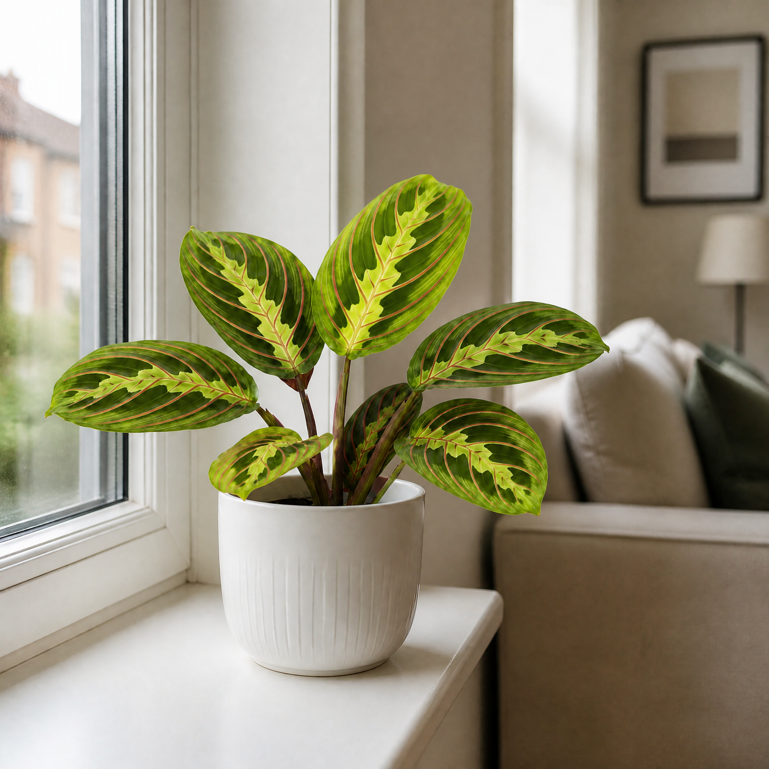 Plants By Post Maranta Lemon Lime Prayer Plant A - Glossy White