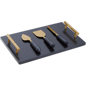 Marina Black and Gold Cheese Board and Blade Set