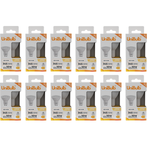 UniBulb LED GU10 345lm 3.6W (Replaces 50W) 3000K (Warm White) Spotlight Light Bulb - Pack of 12