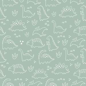 Dinky Dinos Wallpaper Sample in Sage Green