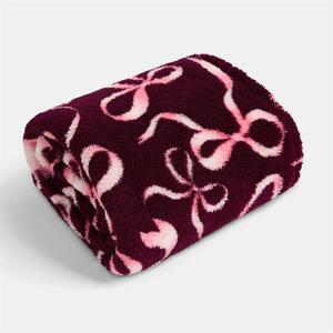 OHS Ribbon Bow Print Teddy Fleece Throw