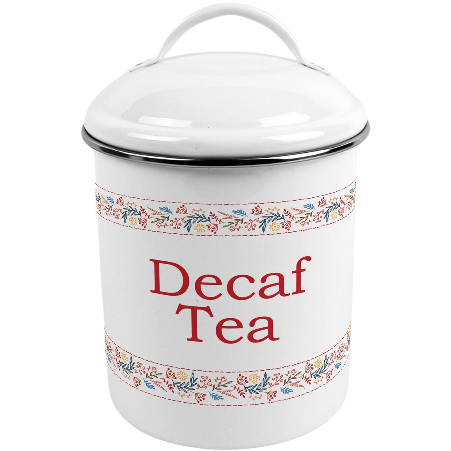 Floral Embroidery Metal Decaf Tea Canister - Stylish Kitchen Jar/Caddy Gift - Image 3