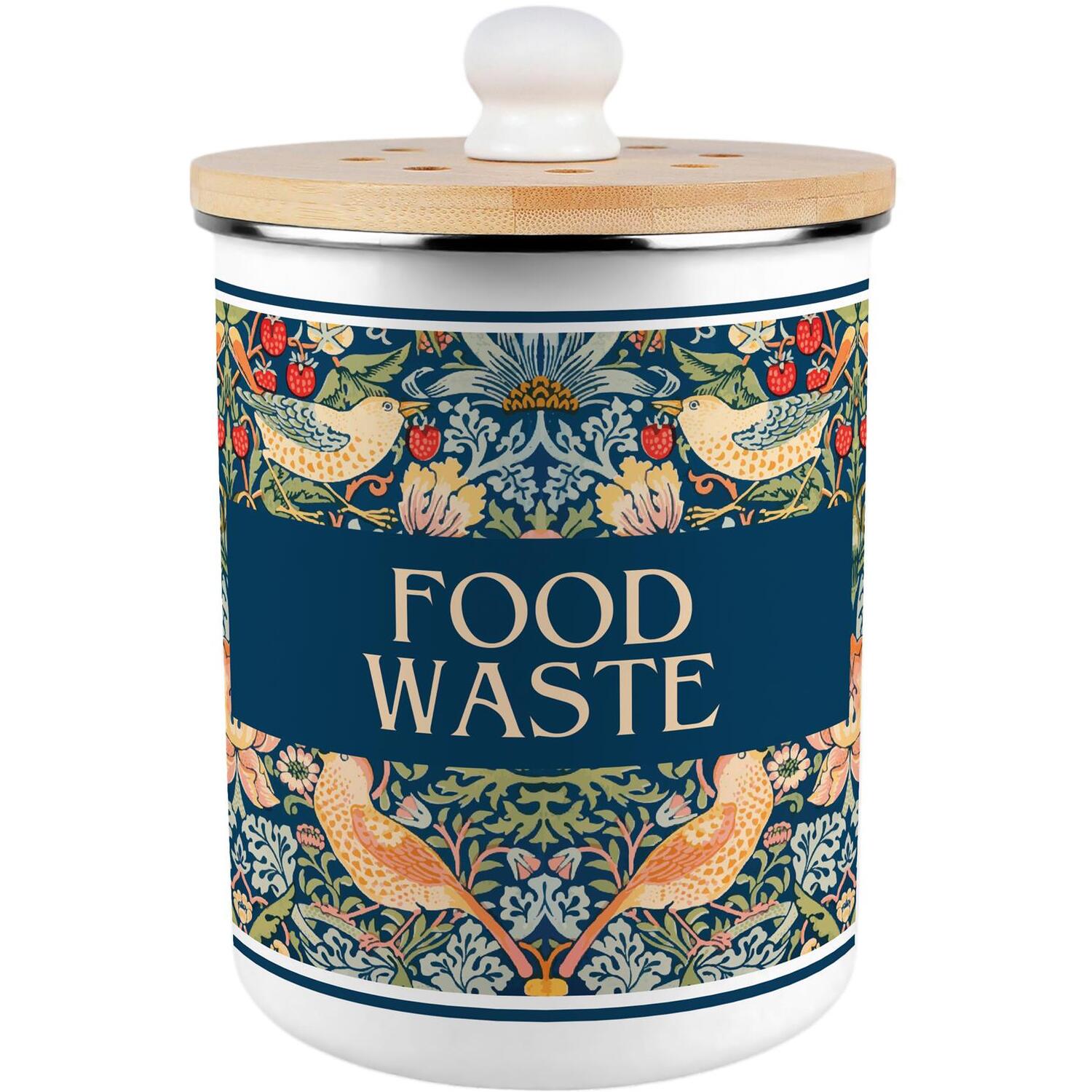B&Q - Blue Strawberry Thief Food Waste CaddyKitchen Decor Compost Bin2L - Image 2
