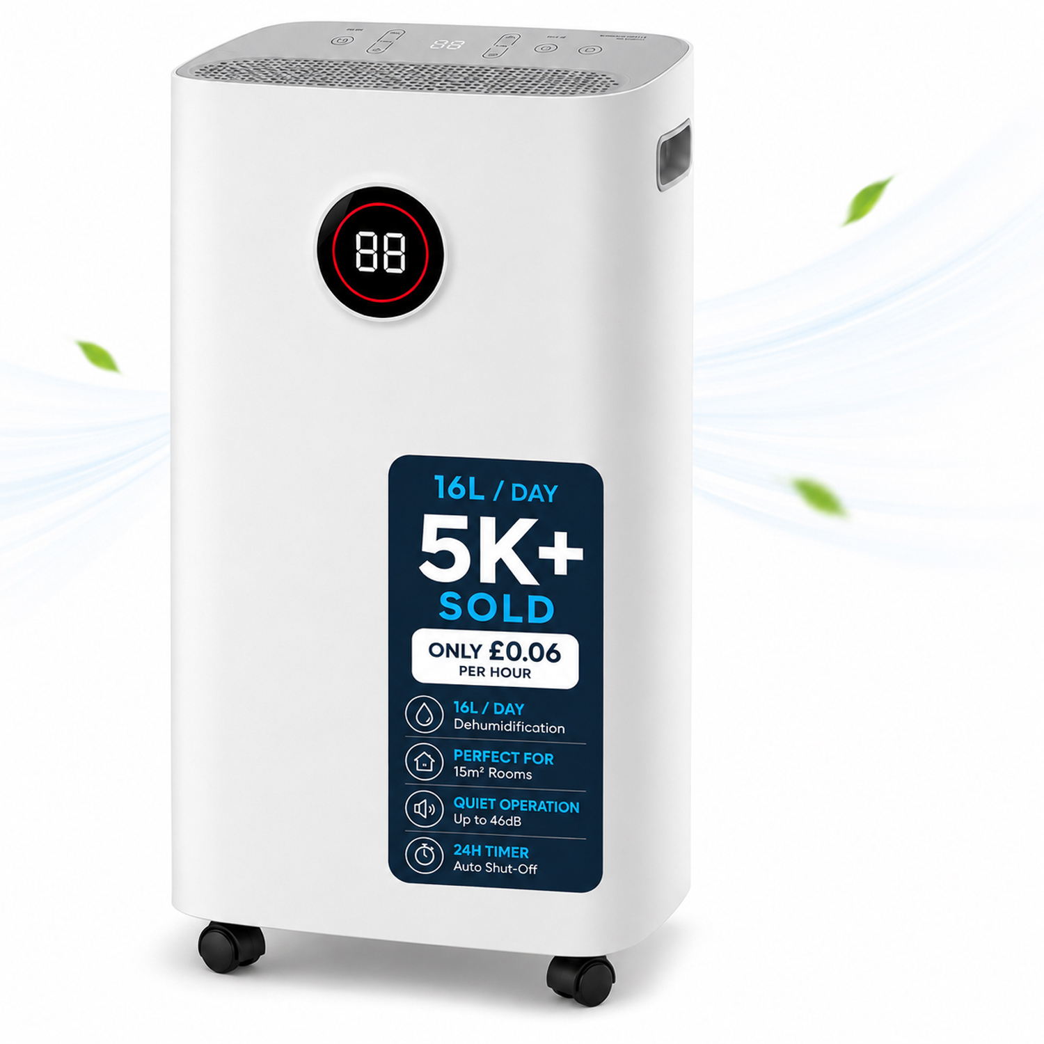 Dmd Collective 16L Compressor Dehumidifier With Laundry Mode & 1.6L Water Tank