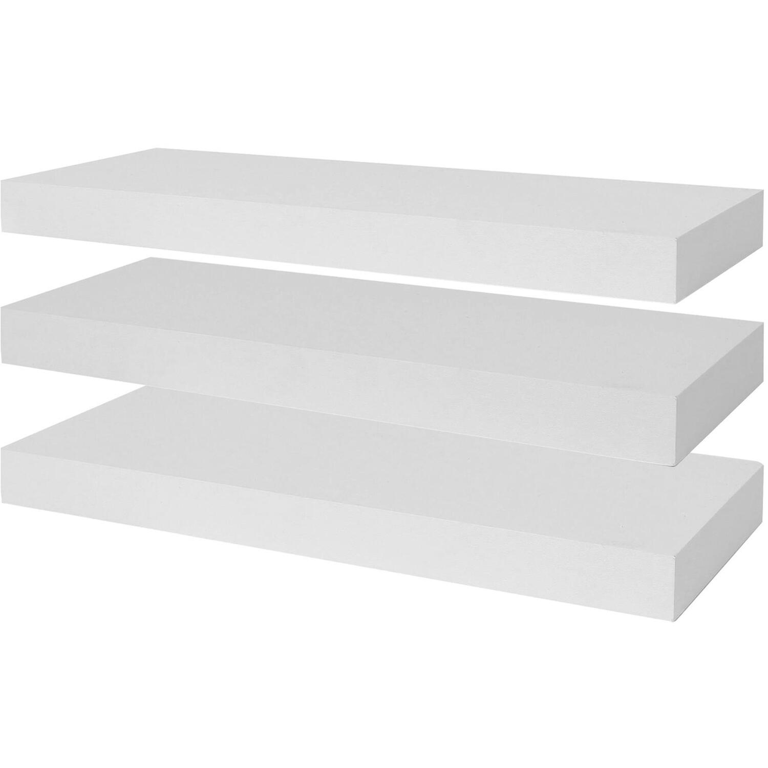 Harbour Housewares White Wooden Floating Shelves - 40Cm - Pack Of 3 - Image 2