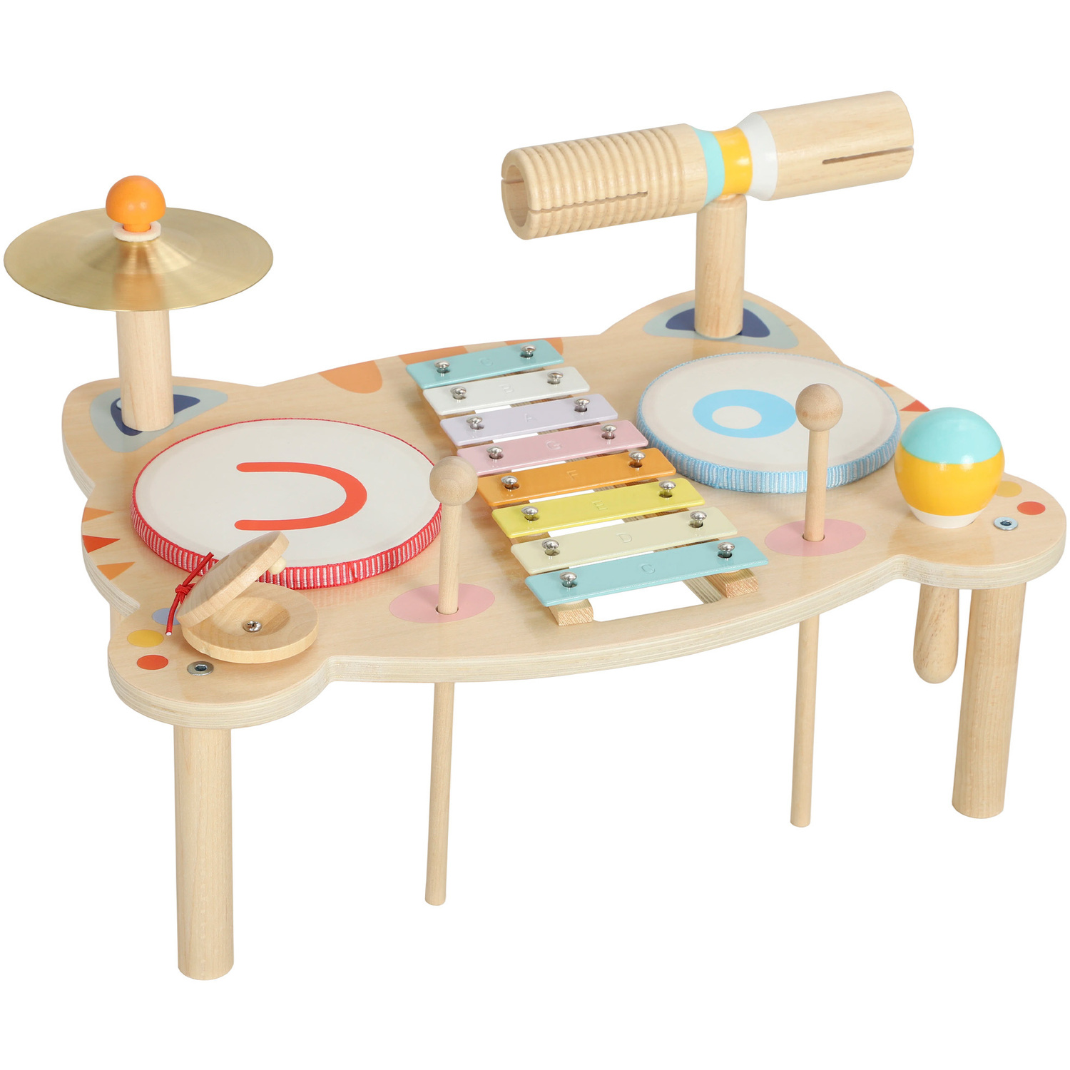 B&Q - Kids Drum KitWooden Musical Instruments For 18M-6YearsNatural - Image 3