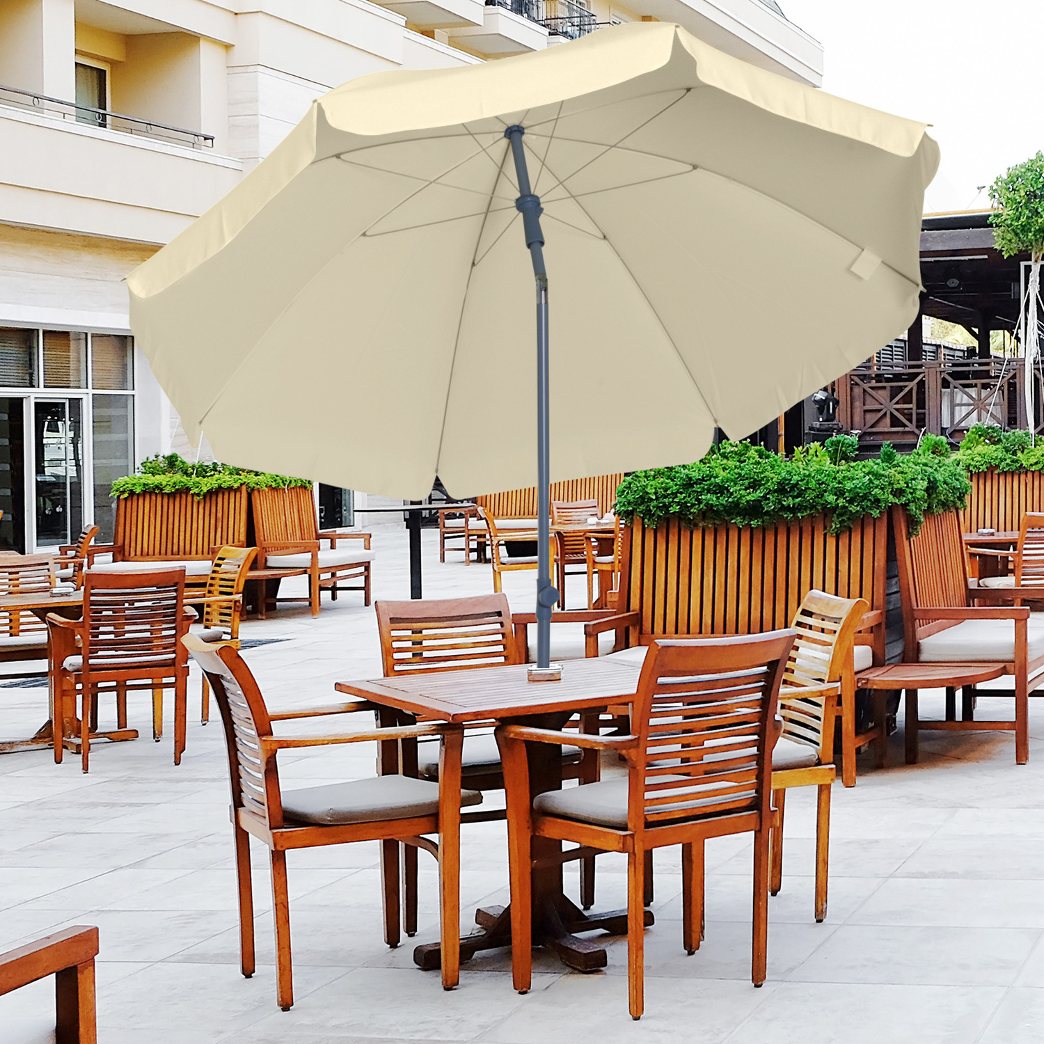 Outsunny Outsunny Beach Umbrella Parasol - Cream white