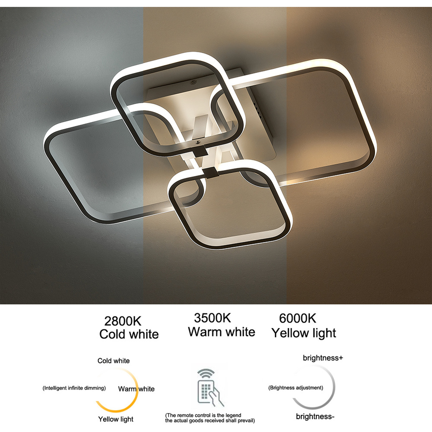 Metal Chandelier Ceiling Light White Frame - White 40w