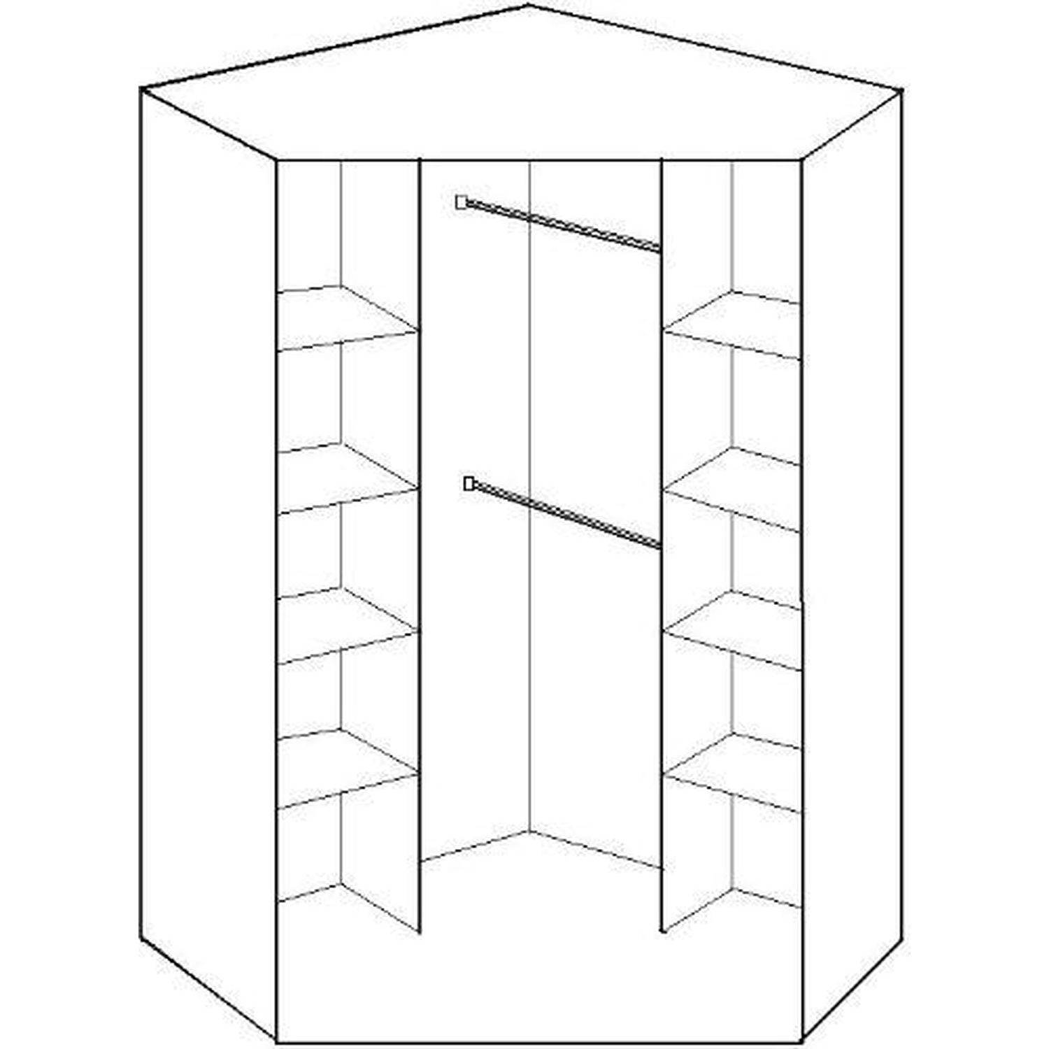 Clack 2 Door Mirrored Corner Wardrobe - White