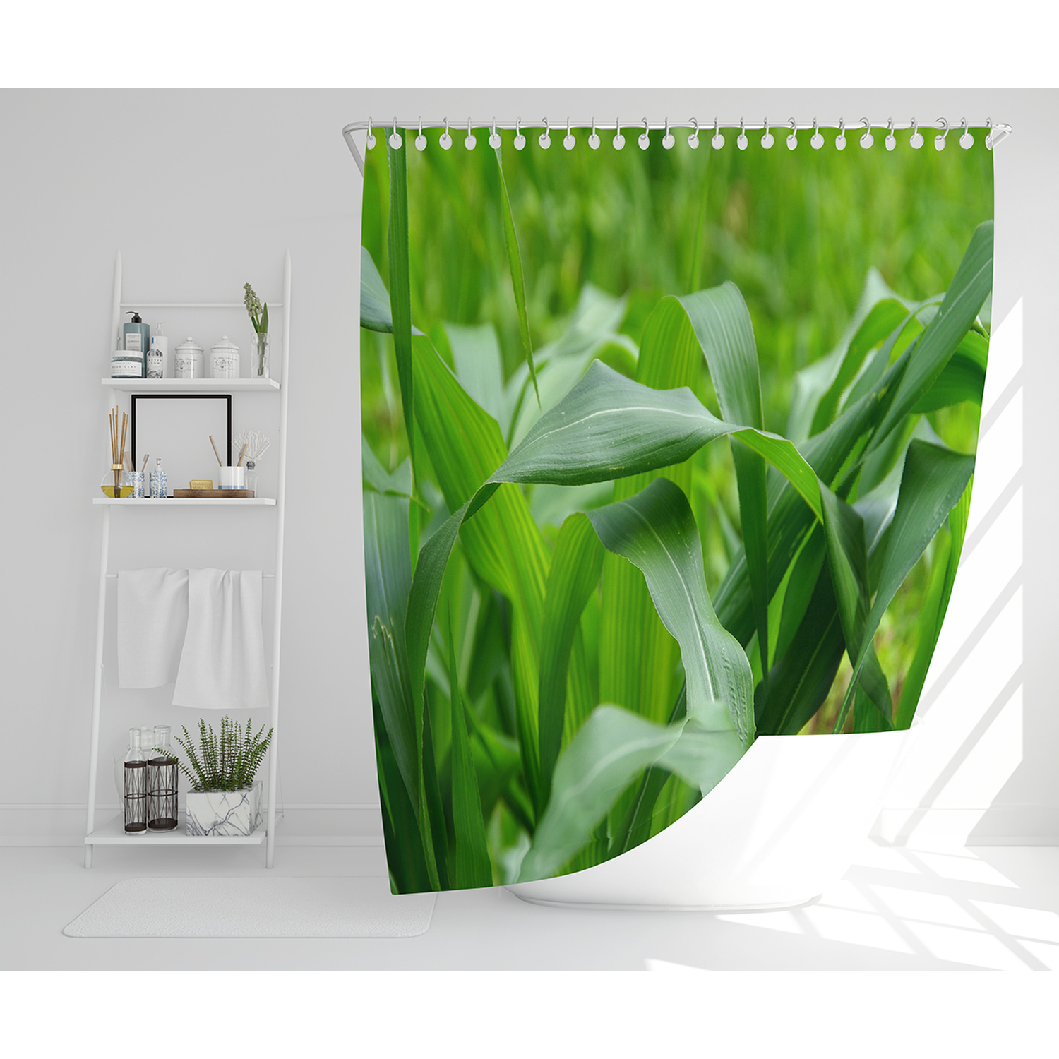 Green Leaf Background Abstract Of Nature Shower Curtain - Green