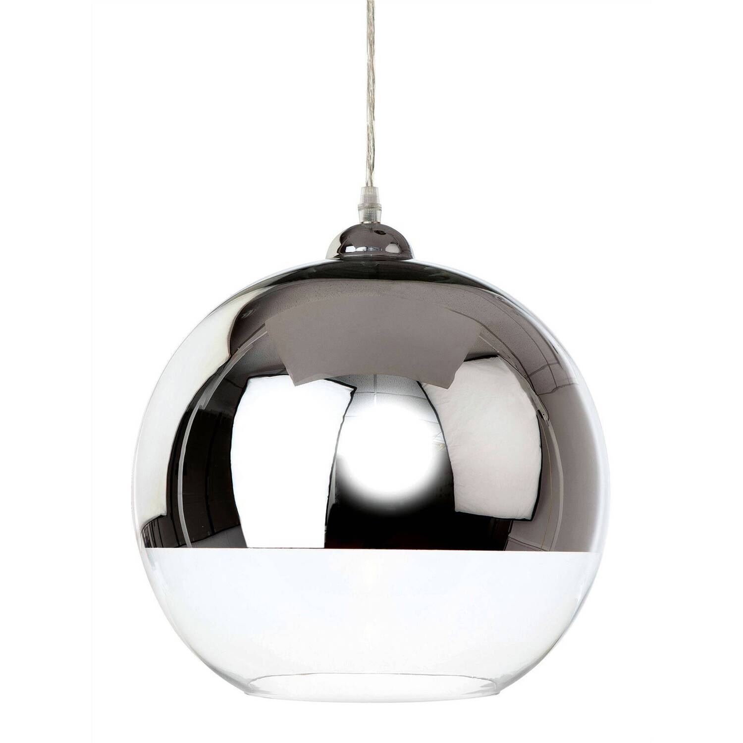 Club 1 Light Globe Ceiling Pendant Chrome And Clear Glass E27 - Chrome And Clear Glass