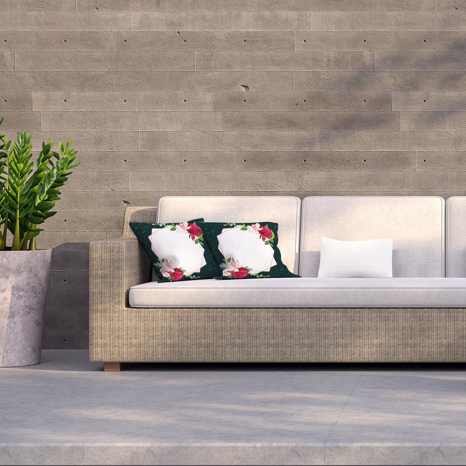 Bright Flowers, Dark Background Outdoor Cushion - Green / 60cm