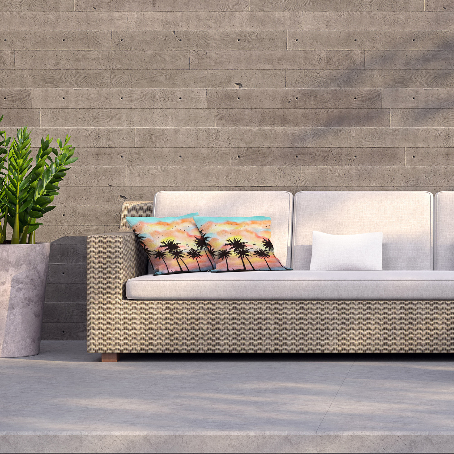 Palm Trees At Sunset Outdoor Cushion - Orange / 60cm