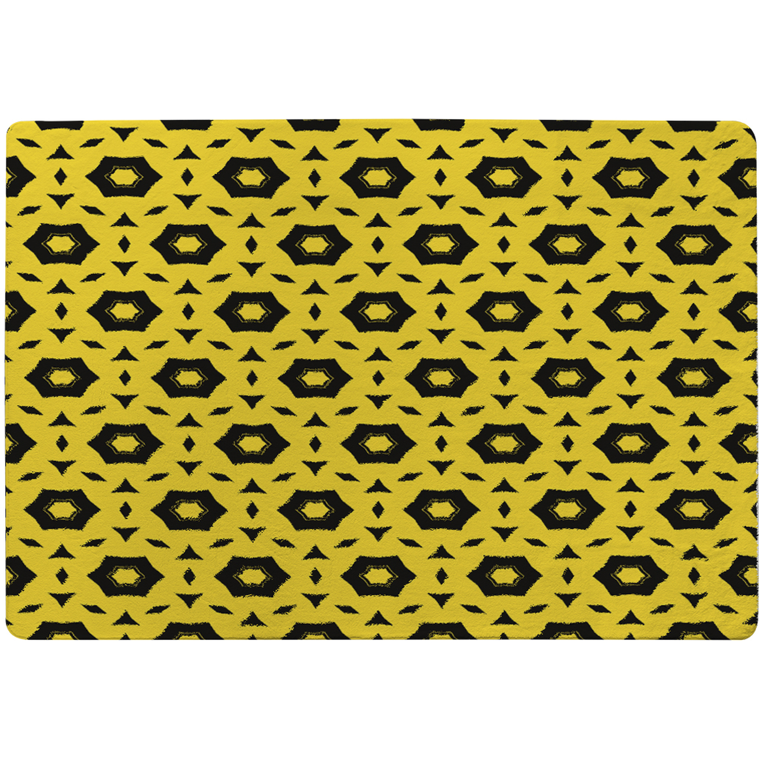 Yellow Black Geometric Pattern Rug