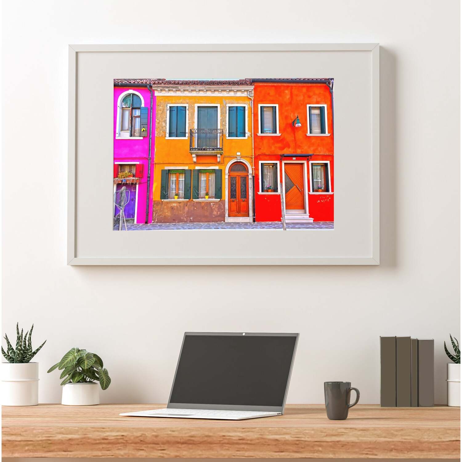 Warren Reed - Designer - Colourful Houses In Burano, Venice, Italy Art Print - Blue / 42cm thumbnail